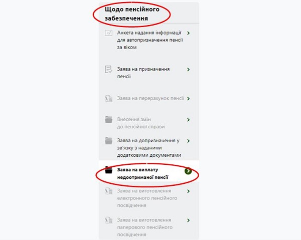 подати заяву на виплату недоотриманої пенсії