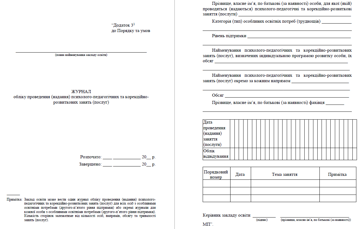 Нова форма обліку як підстава для оплати за проведення занять