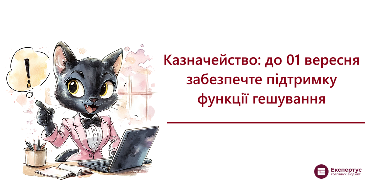 Казначейство: до 01 вересня забезпечте підтримку функції гешування