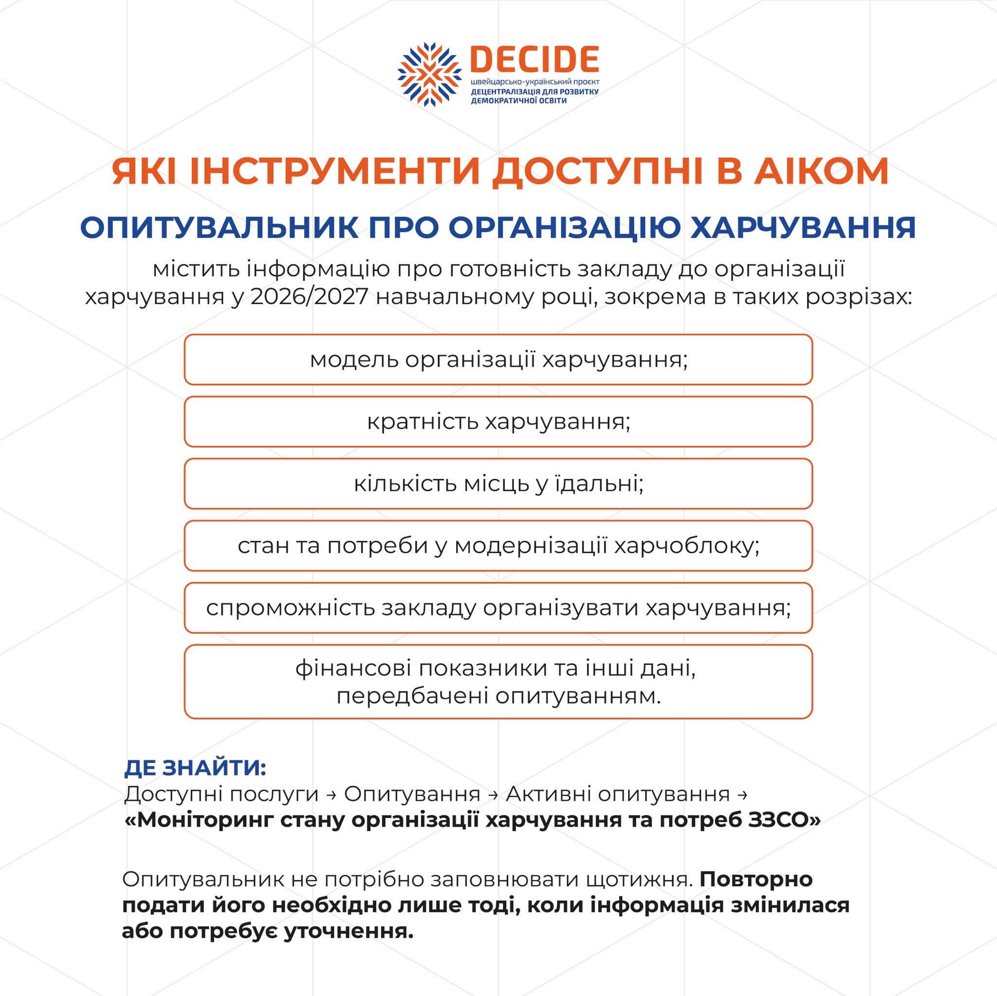 Облік харчування в АІКОМ 2: що треба знати закладам освіти