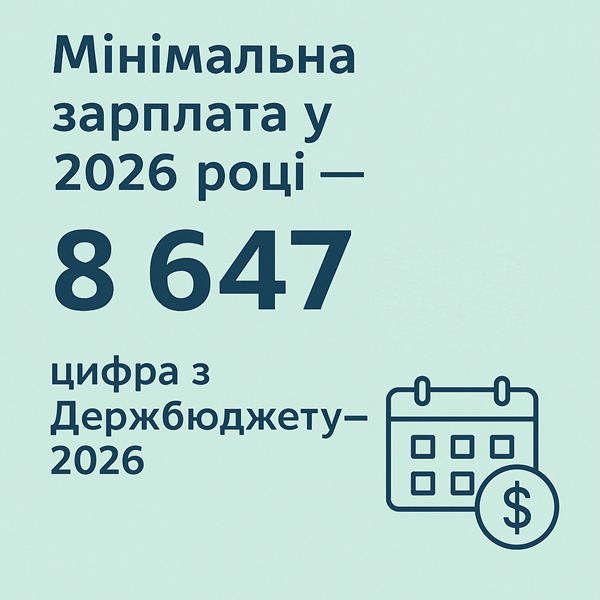 Мінімальна зарплата у 2026 році — 8 647 грн: цифра з Держбюджету — 2026