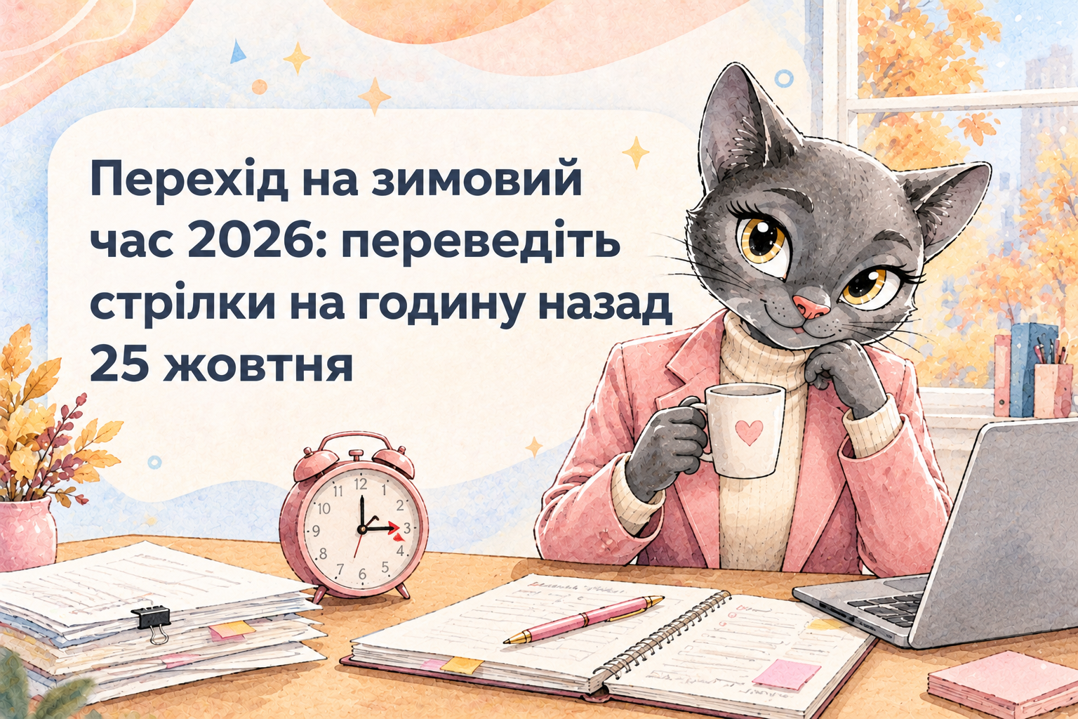 Перехід на зимовий час 2026: переведіть стрілки на годину назад 25 жовтня