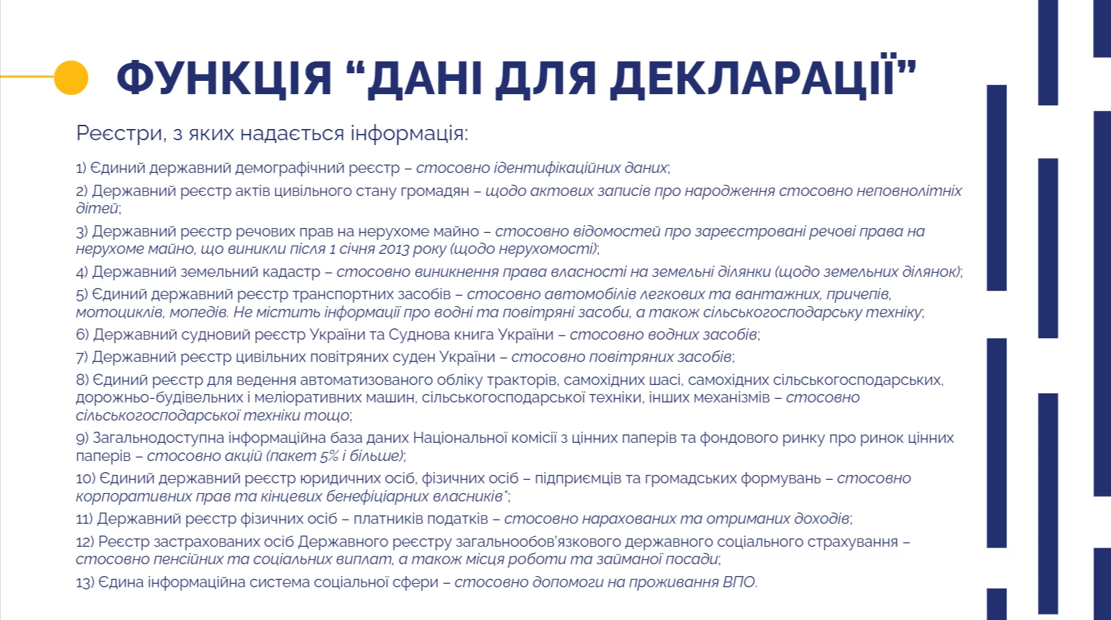 Функція дані для декларації