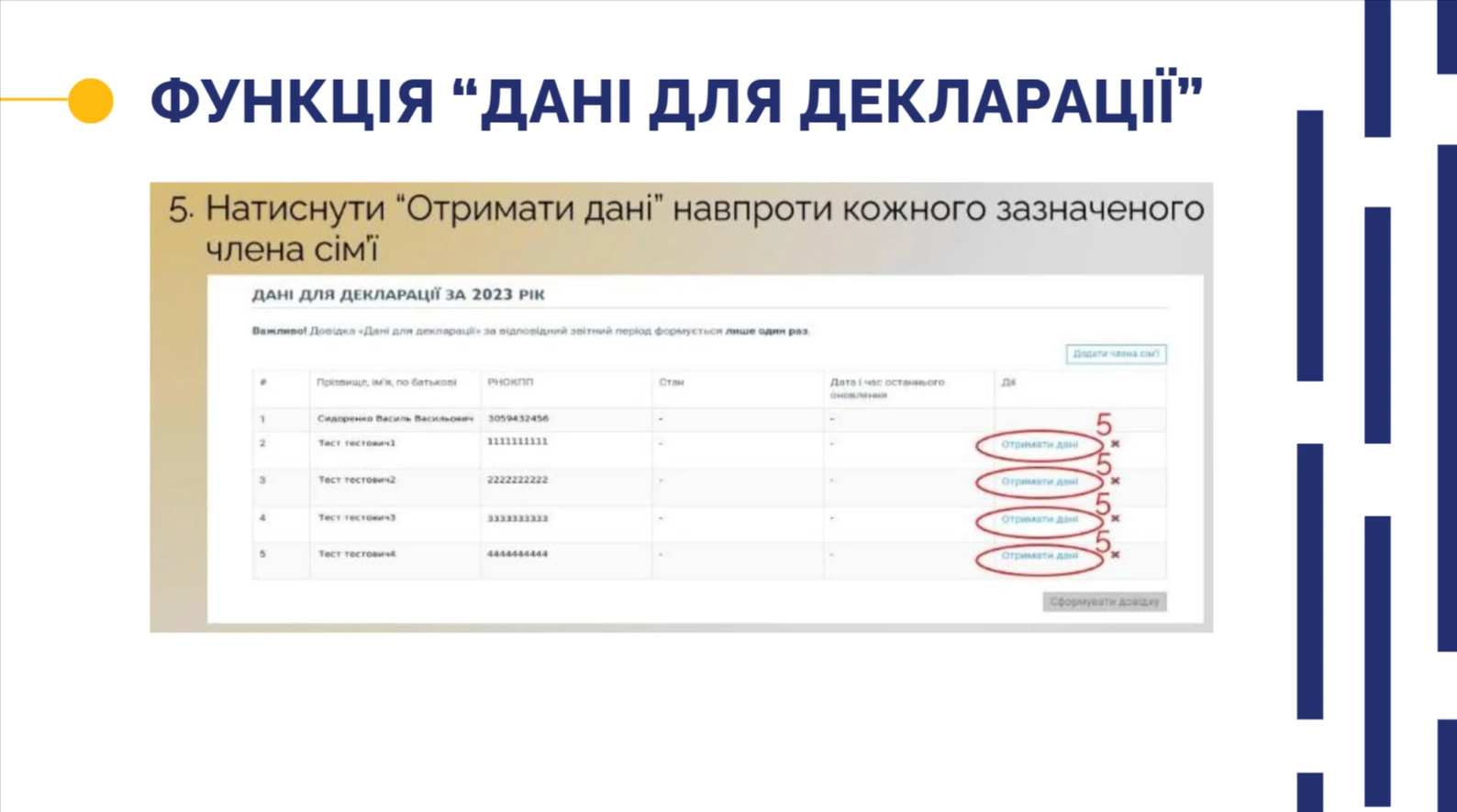 Функція дані для декларації