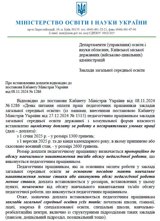 Лист МОН від 31.12.2024 № 1/24704-24