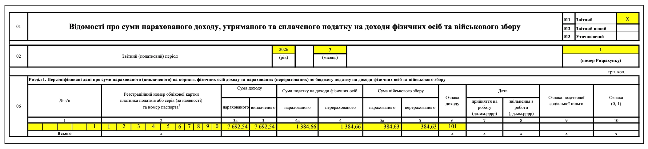 Зарплата, простій, ЄСВ з мінімальної бази в Податковому розрахунку. Додаток 4ДФ
