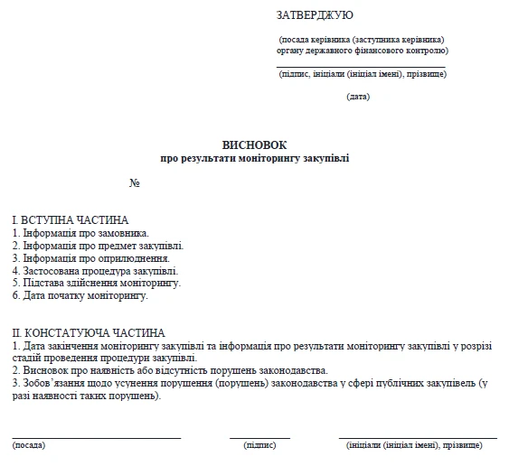 Висновок про результати моніторингу закупівлі — затверджений Висновок про результати моніторингу закупівлі — затверджений