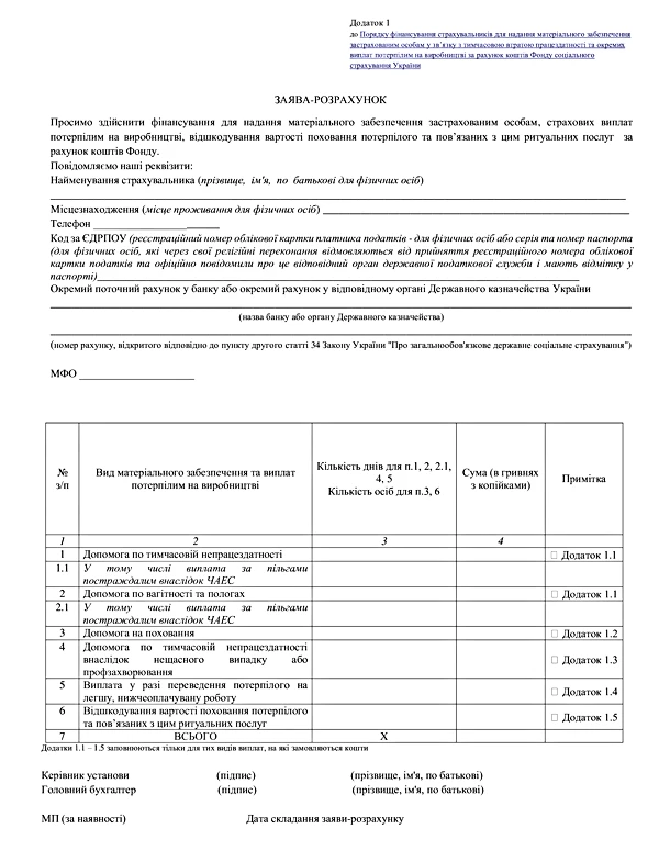 Нова заява-розрахунок лікарняних Заява-розрахунок бланк 2021