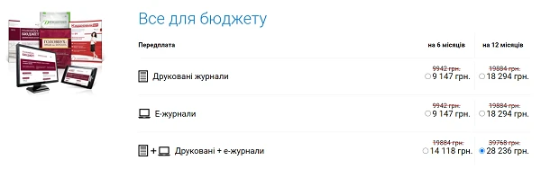 Оплата періодичних видань для бюджетної сфери