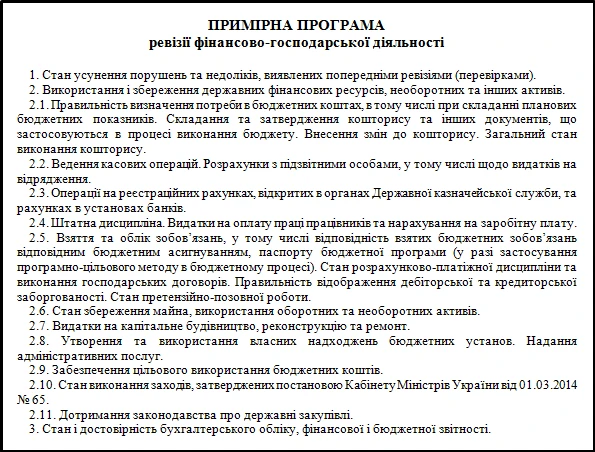 Примірна програма ревізії