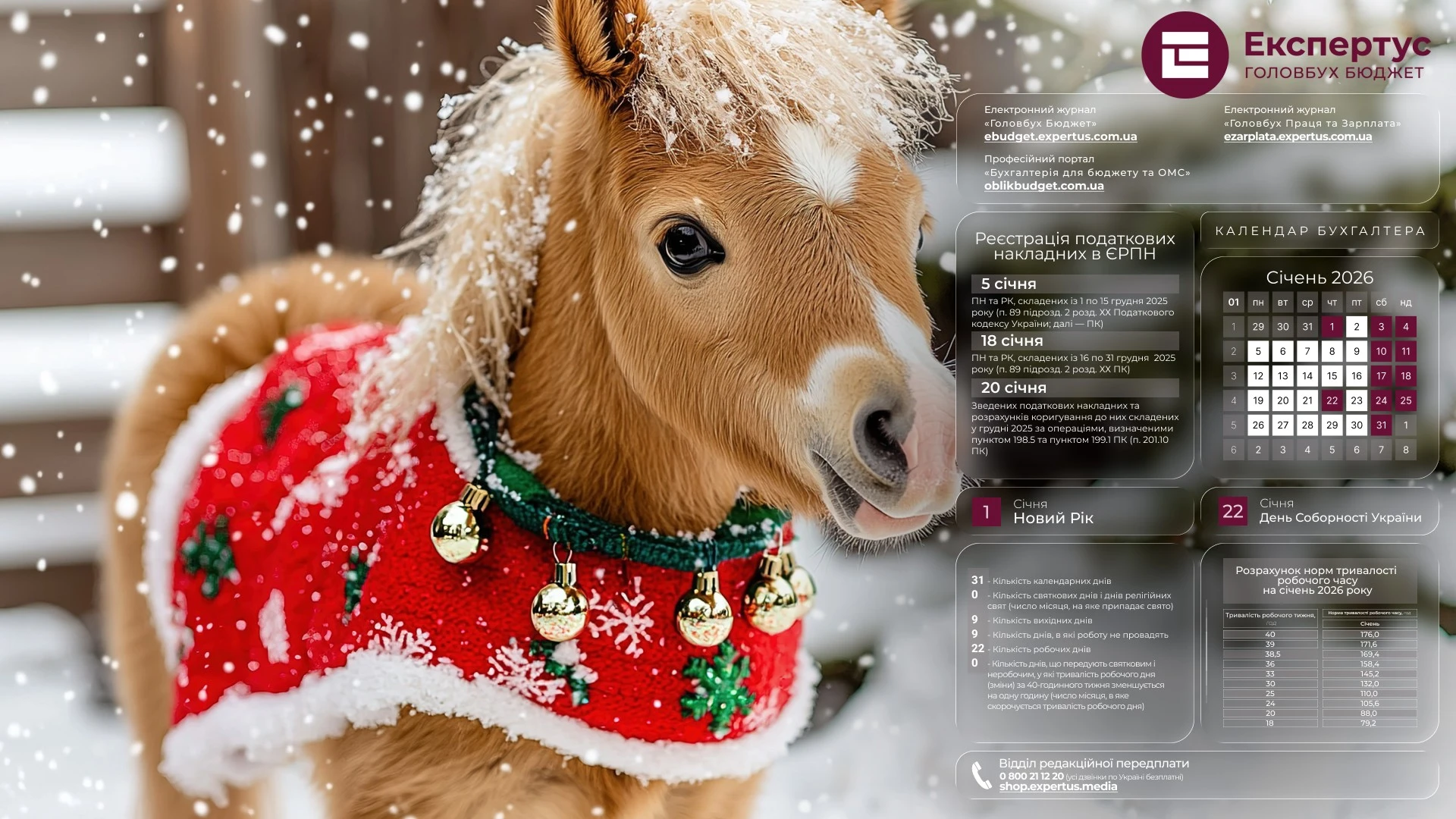 Січень бухгалтера 2026: заставки для робочого стола