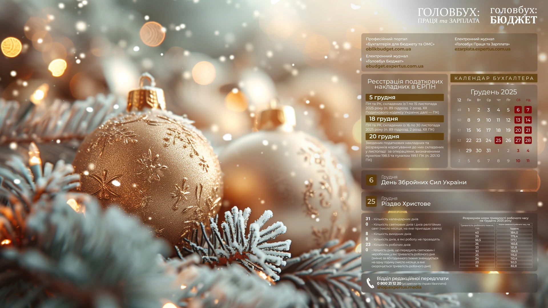 Грудень бухгалтера 2025: заставки для робочого стола