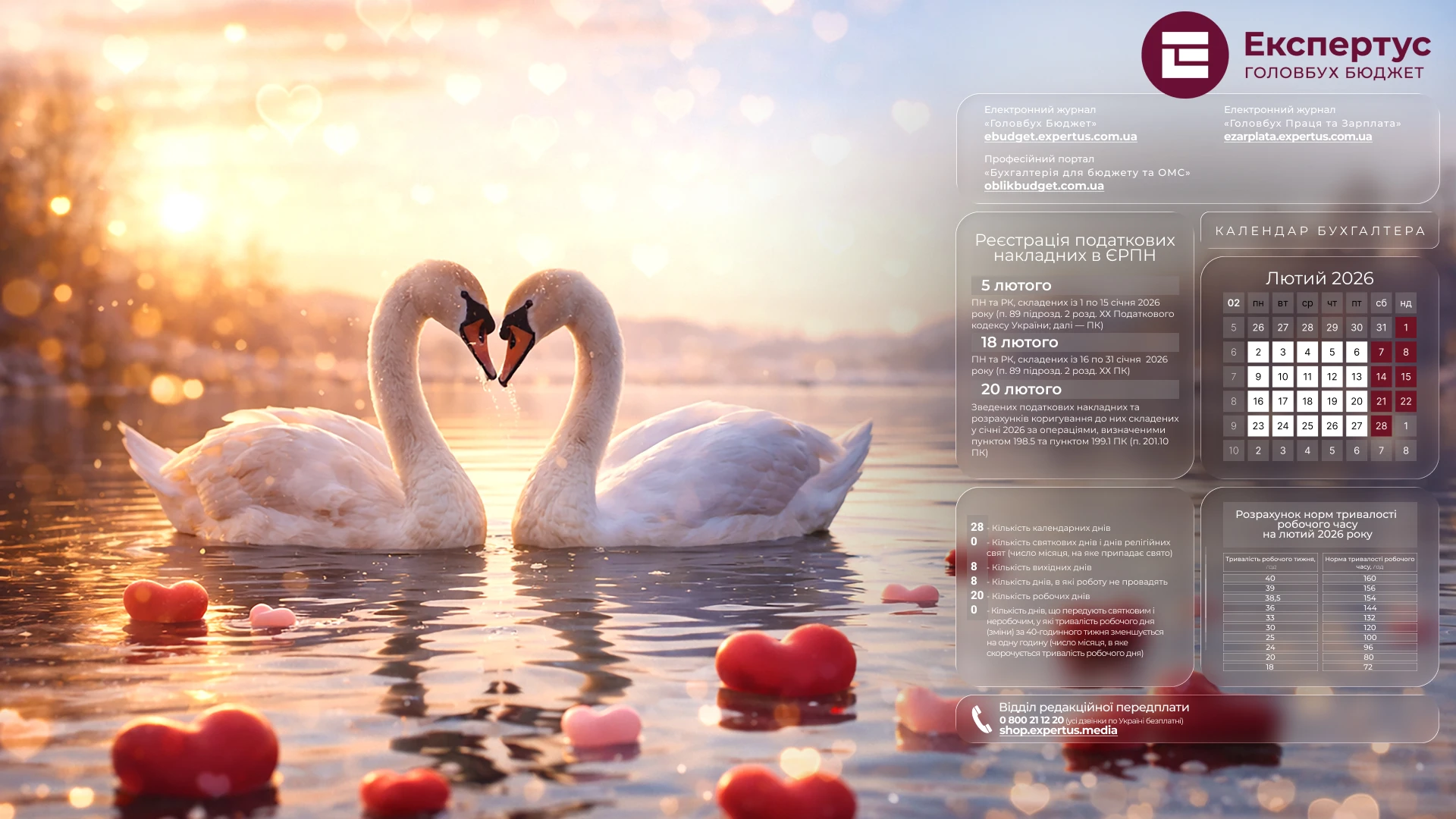 Лютий бухгалтера 2026: заставки для робочого стола