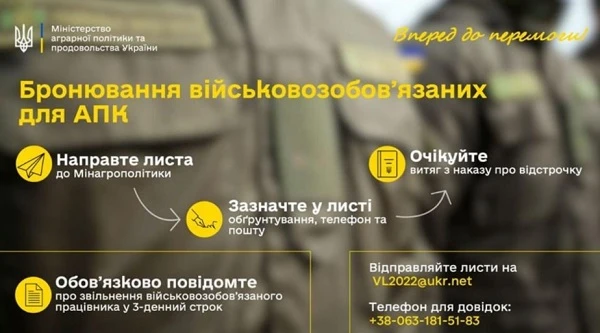 Уряд запровадив бронювання військовозобов’язаних для потреб агросектору