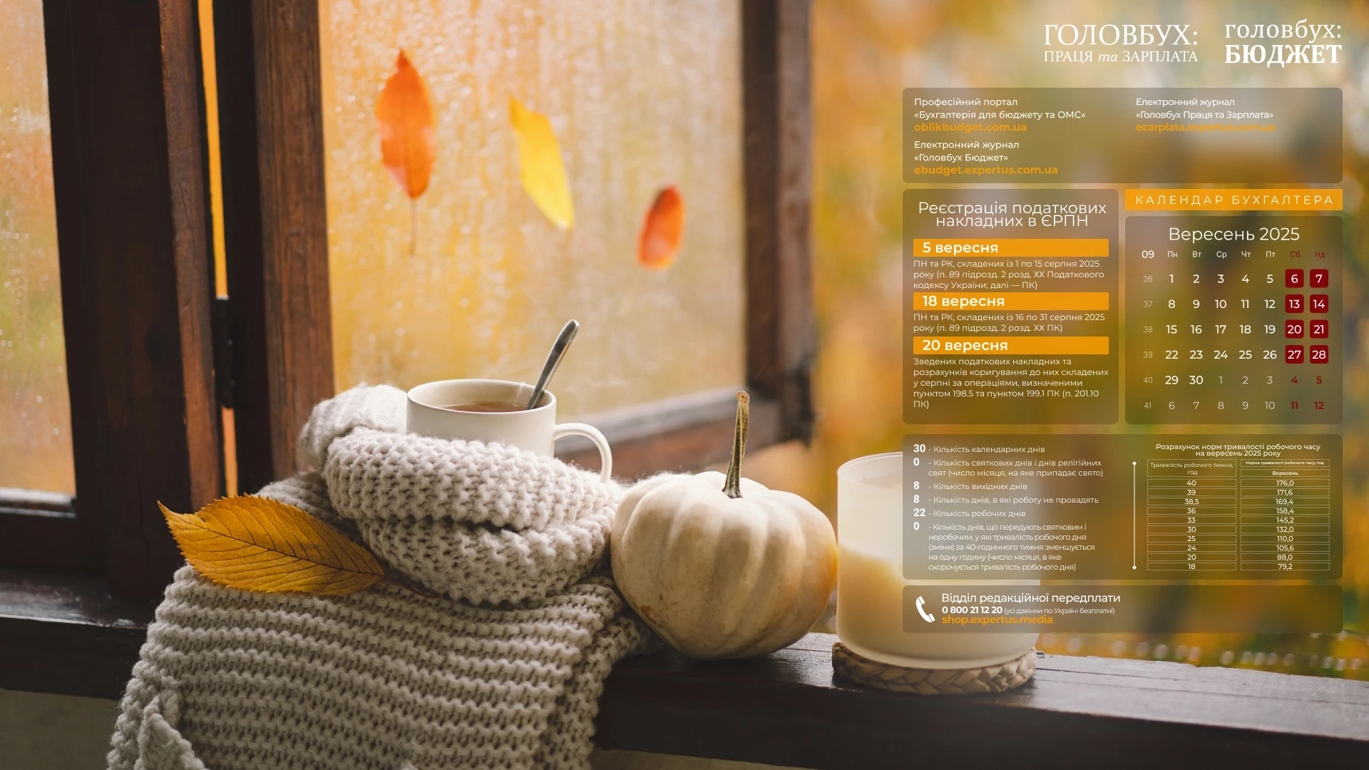 Робочий час у вересні 2025: коли працюємо, а коли відпочиваємо