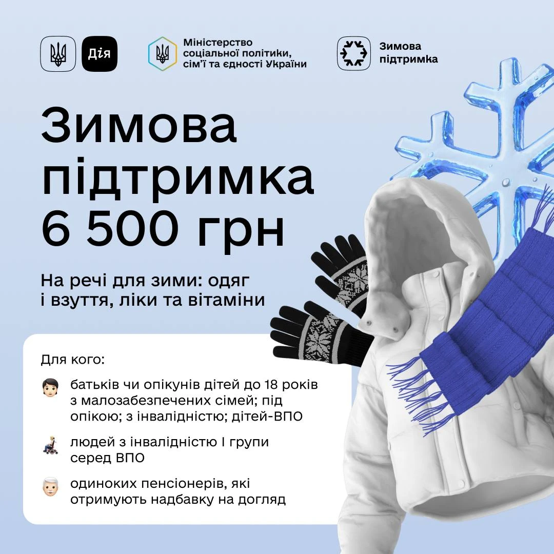 Із 21 листопада подайте заявку, щоб отримати 6 500 грн Зимової підтримки