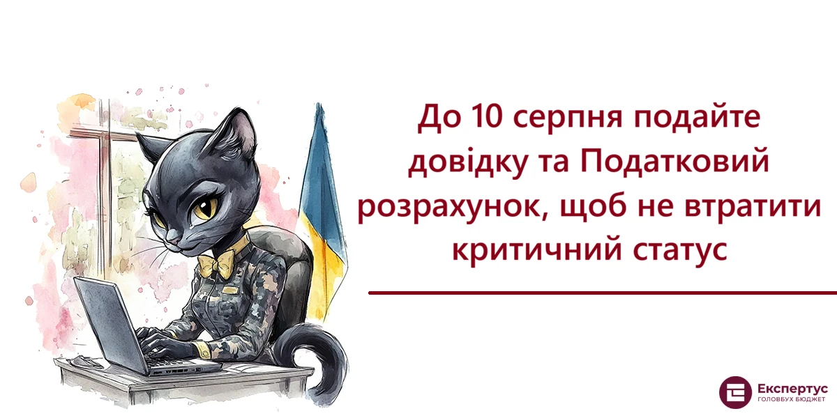 До 10 серпня подайте довідку та Податковий розрахунок, щоб не втратити критичний статус