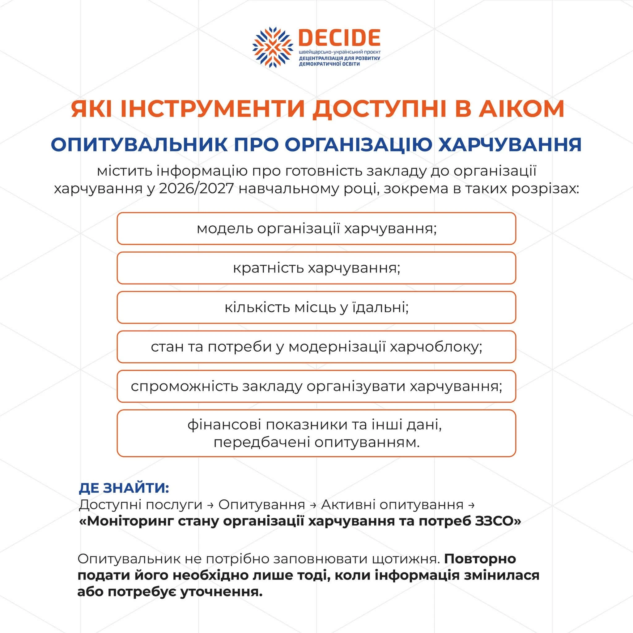 Облік харчування в АІКОМ 2: що треба знати закладам освіти