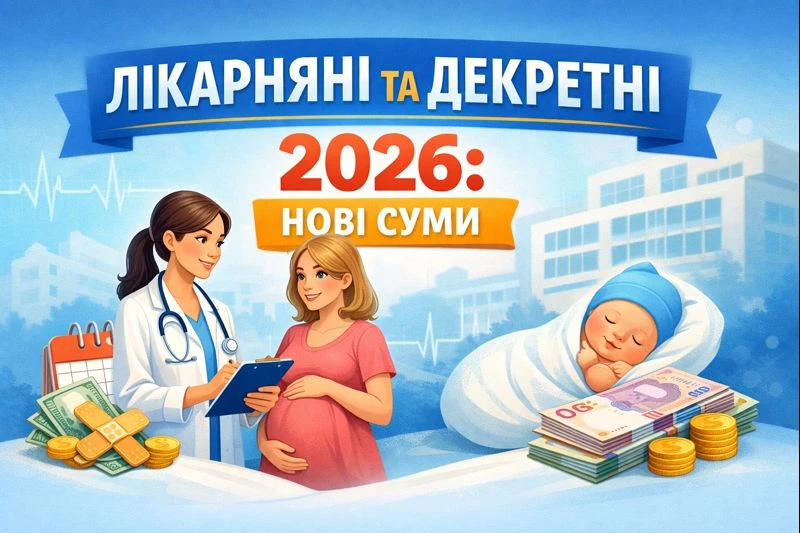 Лікарняні та декретні 2026: нові суми