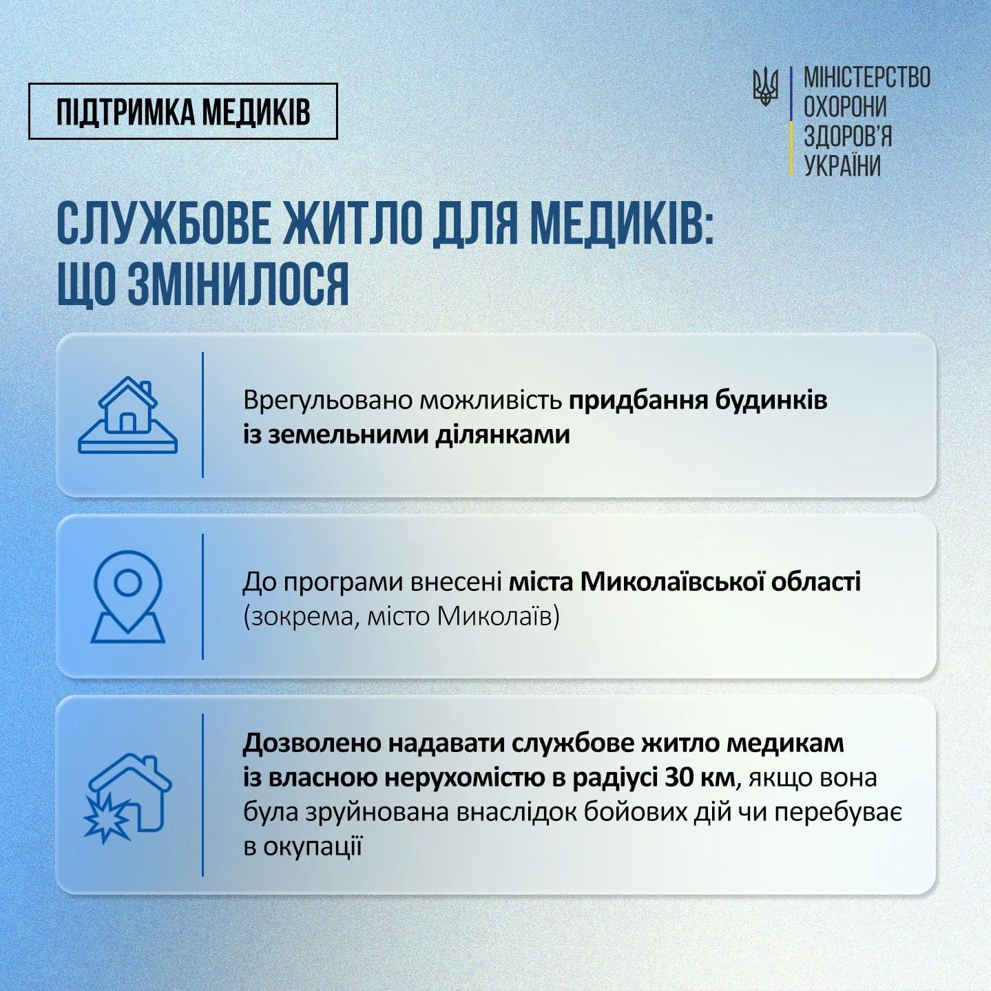 Службове житло для медиків: КМУ змінив Порядок