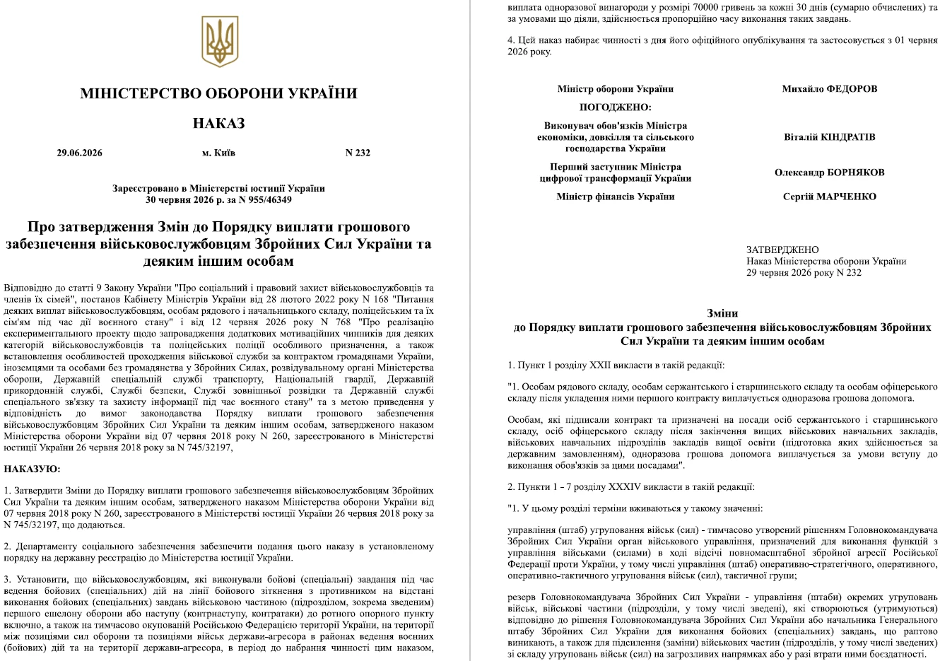 Винагороди військовослужбовцям: які зміни впровадять із 1 червня