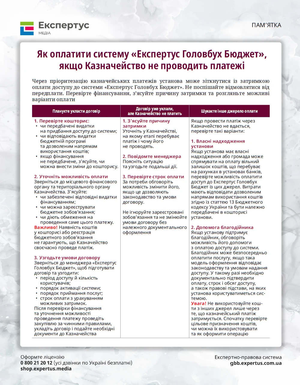 Як оплатити доступ до Експертус в умовах пріоритезації казначейських платежів