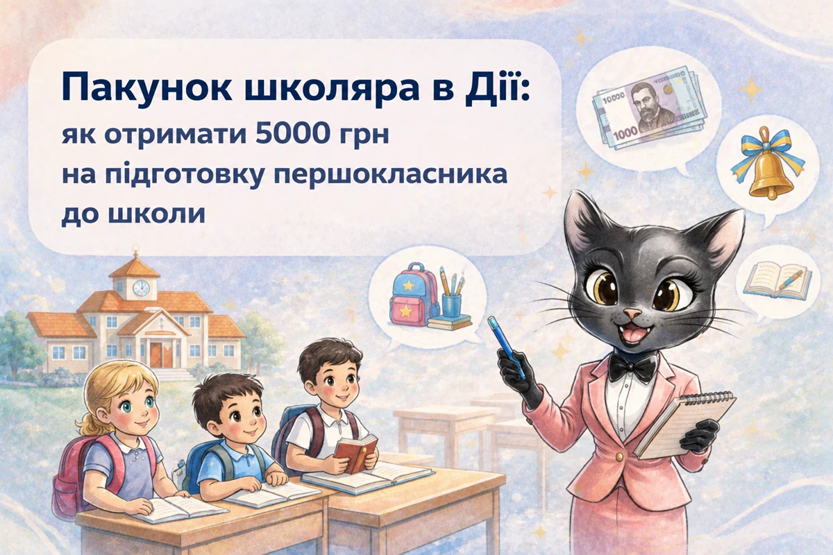 Пакунок школяра в Дії: як отримати 5000 грн на підготовку першокласника до школи