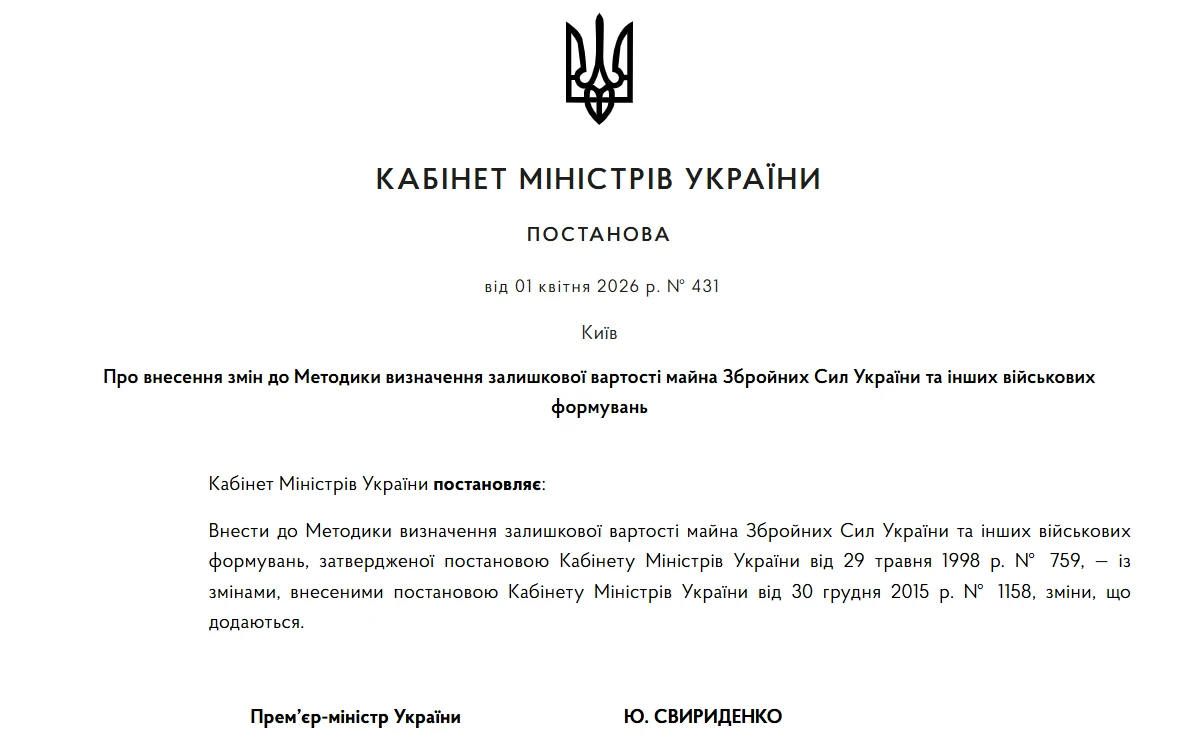 Списання знищеного військового майна спростили: зміни за постановою КМУ № 431