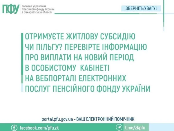 Отримуєте житлові субсидії і пільги — перевірте, чи отримали повідомлення від ПФУ