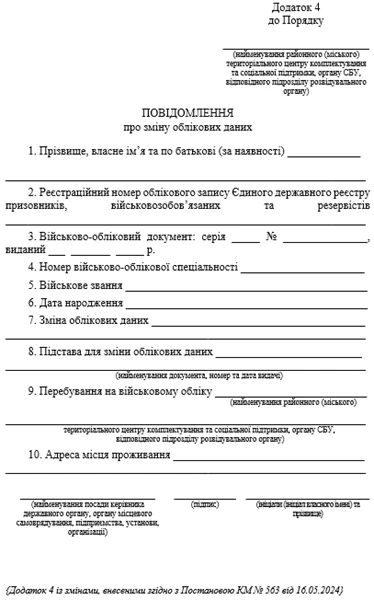 Подайте Повідомлення про зміну облікових даних до ТЦК та СП до 5 квітня