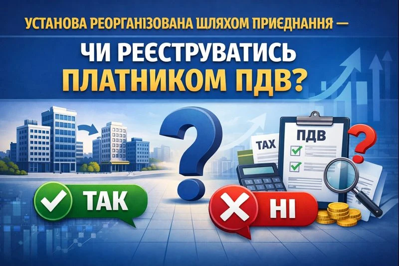 Установа реорганізована шляхом приєднання — чи реєструватись платником ПДВ
