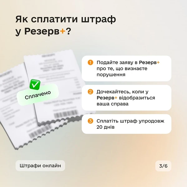Як сплатити штраф у Резерв+