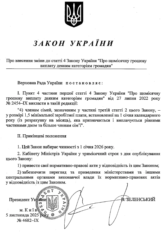 Хто отримуватиме підвищений розмір щомісячної грошової виплати у 2026 році