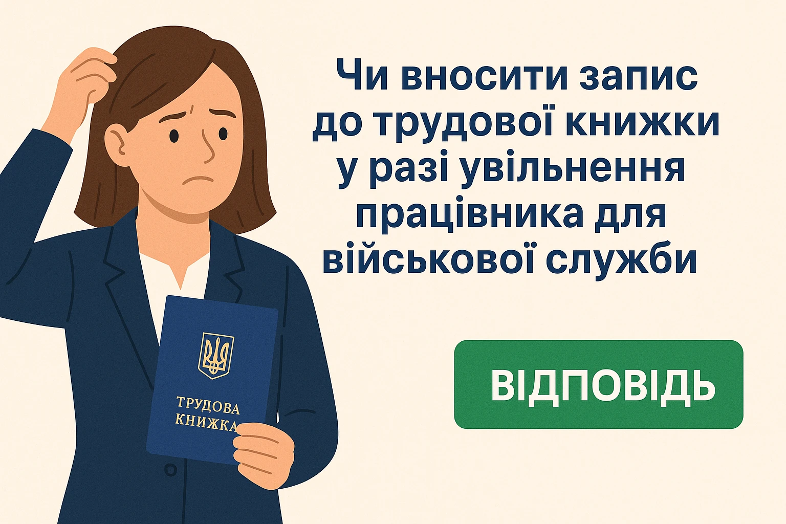 Чи вносити запис до трудової книжки у разі увільнення працівника для проходження військової служби