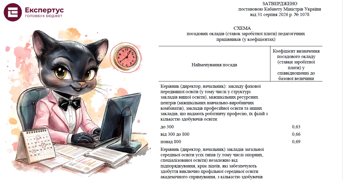 Як нараховувати зарплату педагогам із 1 вересня за постановою КМУ від 31.08.2026 № 1078