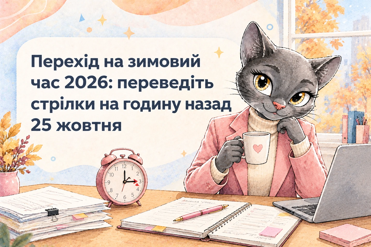 Перехід на зимовий час 2026: переведіть стрілки на годину назад 25 жовтня